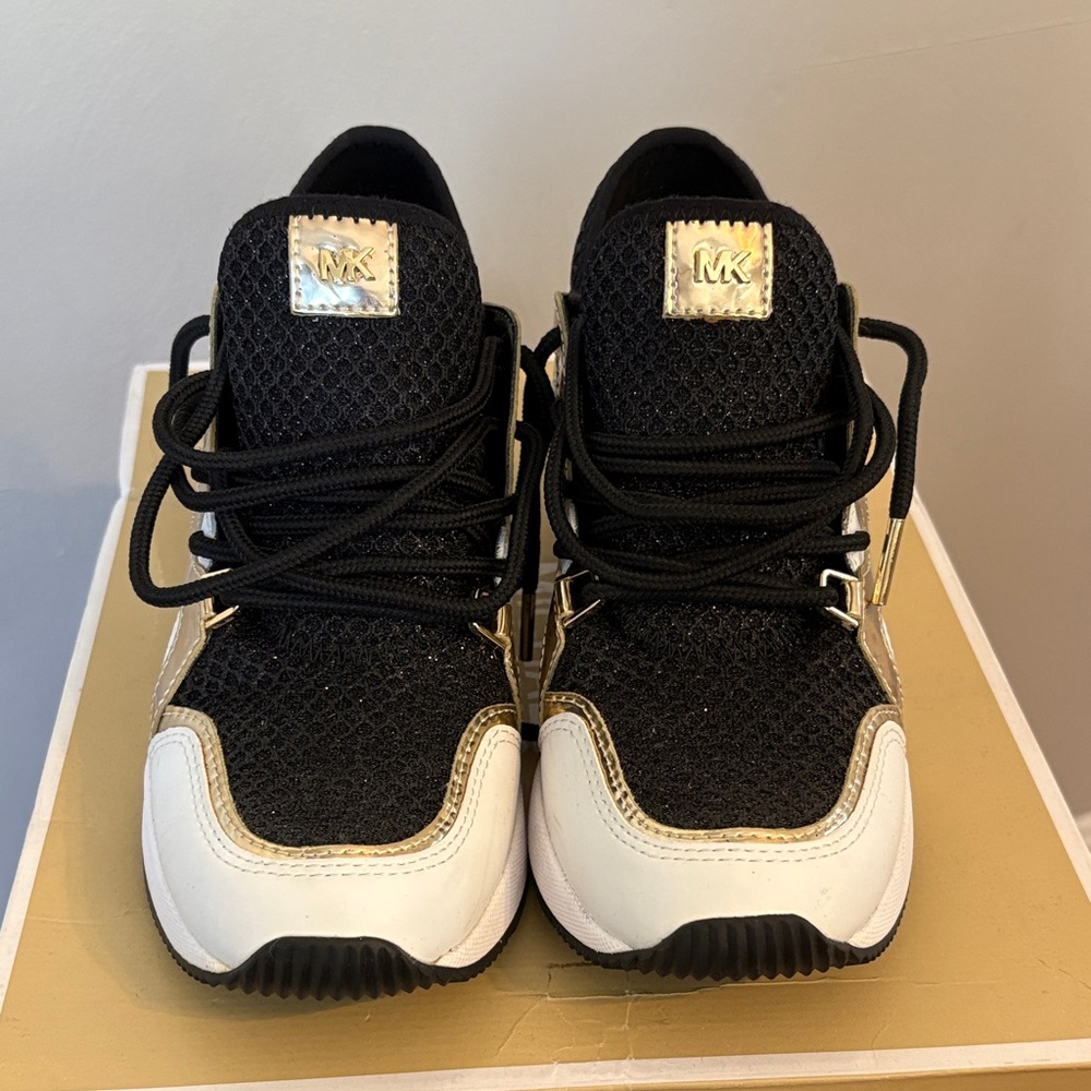 Michael Kors Black, White, and Gold Women's Sneakers - Picture 3 of 5